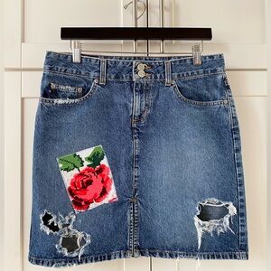 BONGO Distressed Denim Skirt